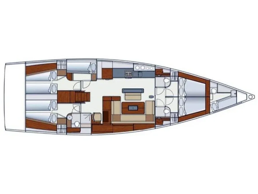 Grundriss der Yacht HANSE 575 - Solan