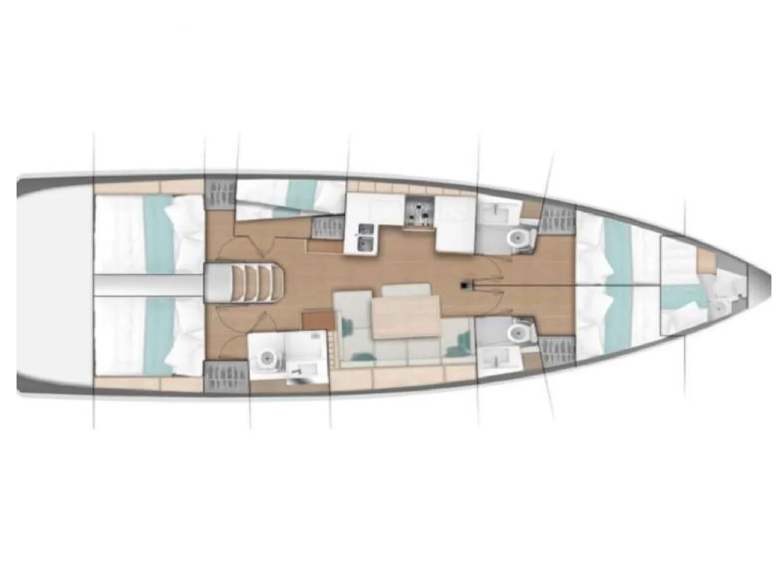Grundriss der Yacht JEANNEAU Sun Odyssey 490 - Frida