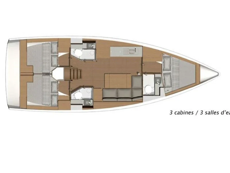 Grundriss der Yacht DUFOUR 390 Grand Large - Friend Planet