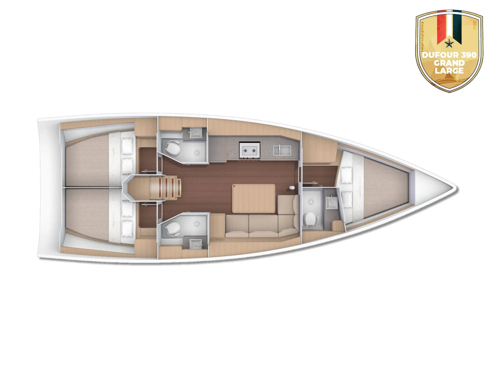 Grundriss der Yacht DUFOUR 390 Grand Large - Sara