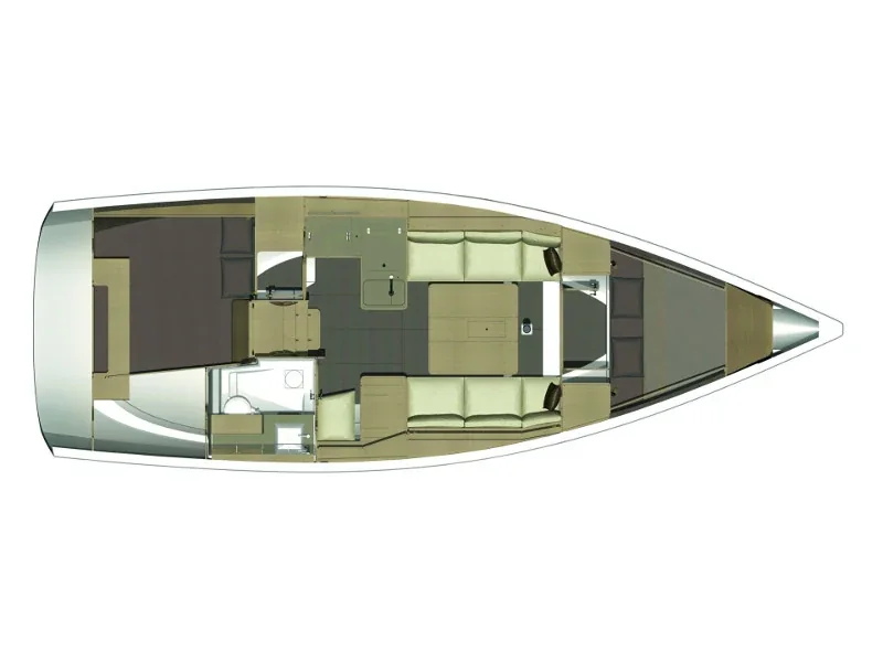 Grundriss der Yacht DUFOUR 360 Grand Large - Happy Planet