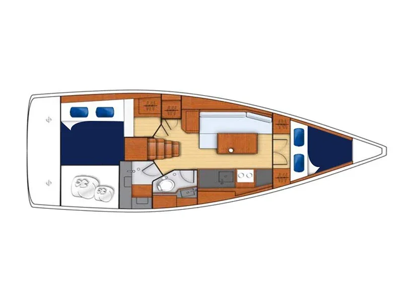 Grundriss der Yacht BENETEAU Moorings 352