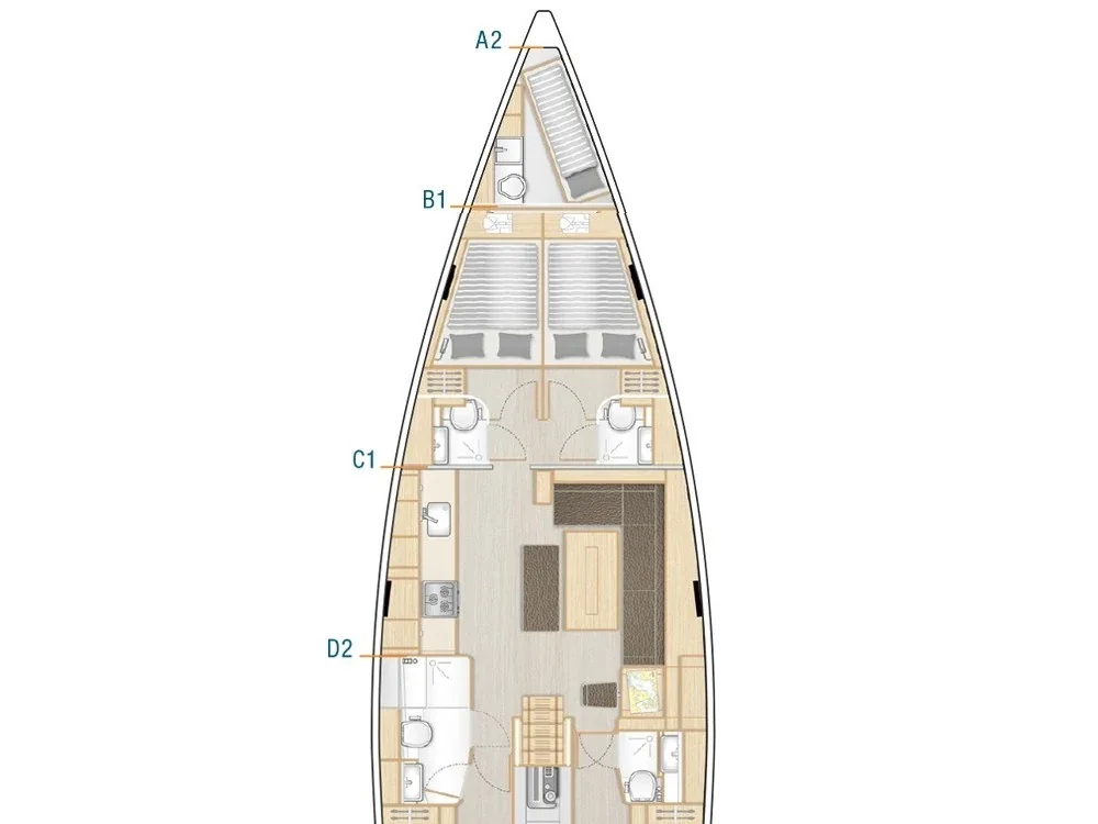 Grundriss der Yacht HANSE 508 - Change of Seasons