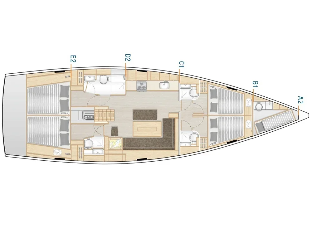 Grundriss der Yacht HANSE 508 - Change of Seasons
