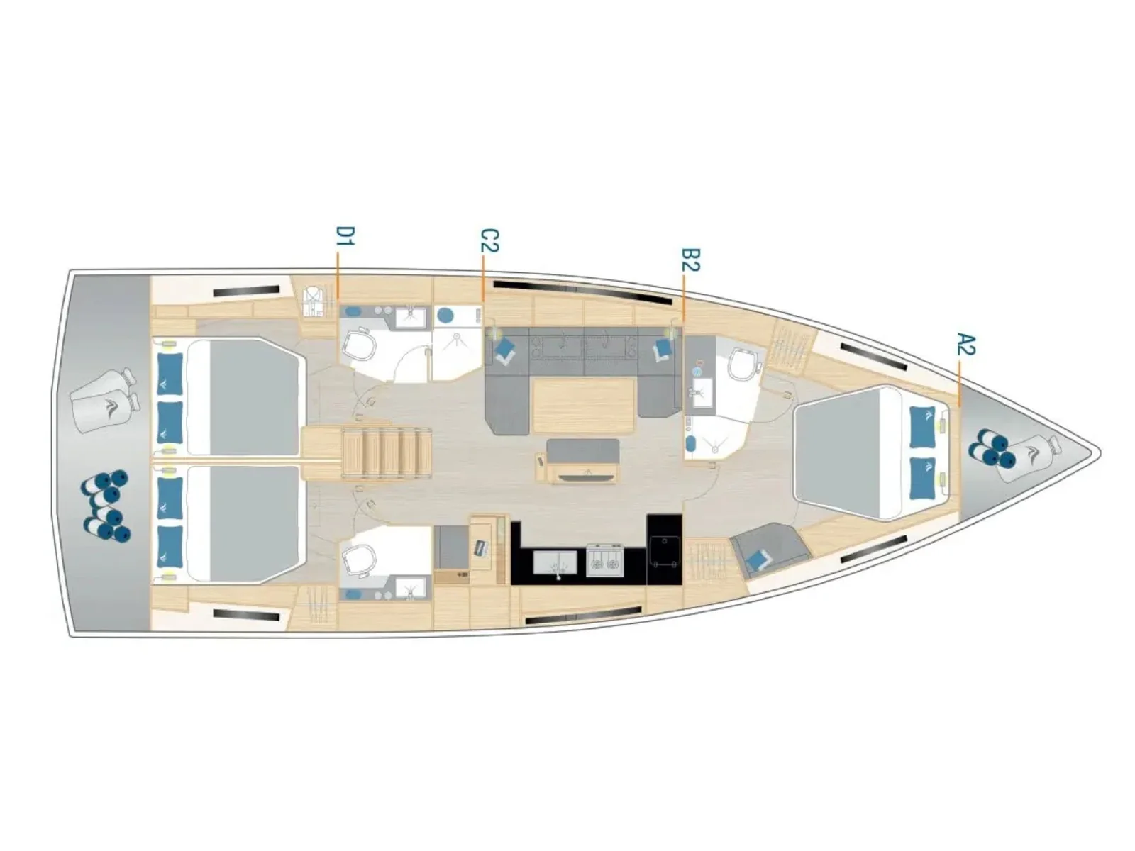 Grundriss der Yacht HANSE 460 - SeaLaVie