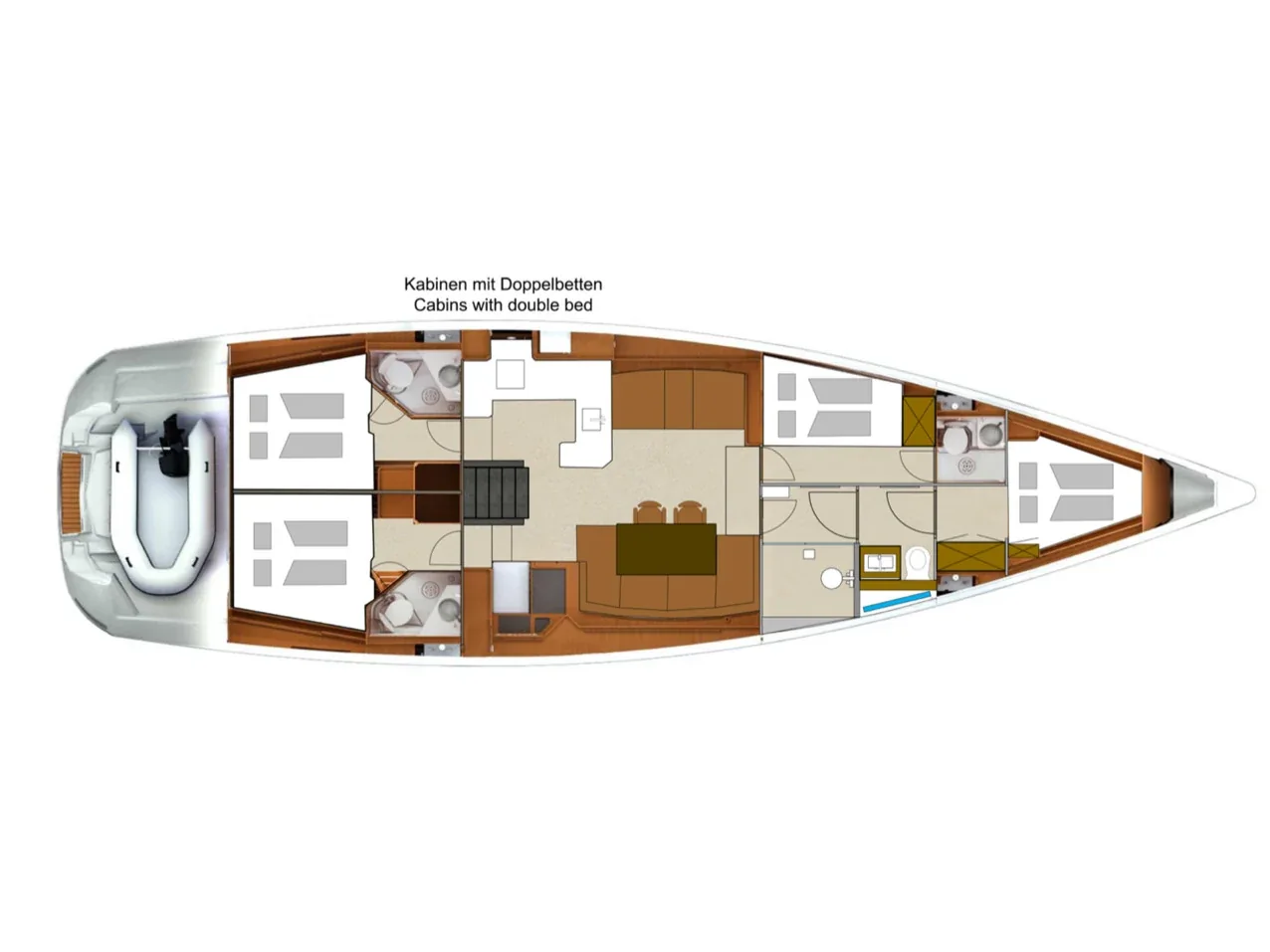 Grundriss der Yacht JEANNEAU 57 - Champagne