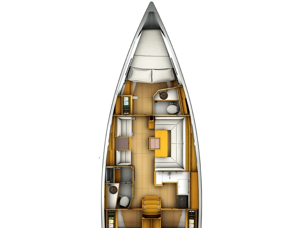 Grundriss der Yacht JEANNEAU Sun Odyssey 419 - Kiss Kiss