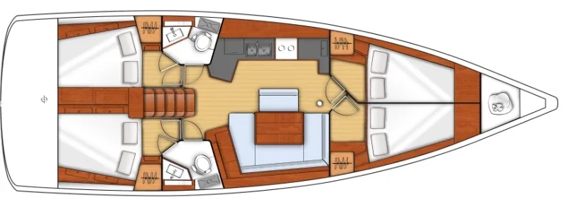 Grundriss der Yacht BENETEAU Oceanis 45 - Mobula One
