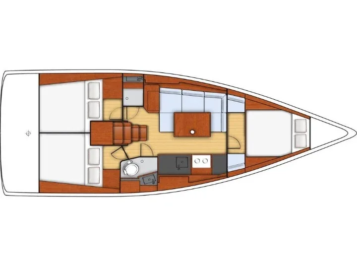 Grundriss der Yacht BENETEAU Oceanis 38 - Grey Pearl