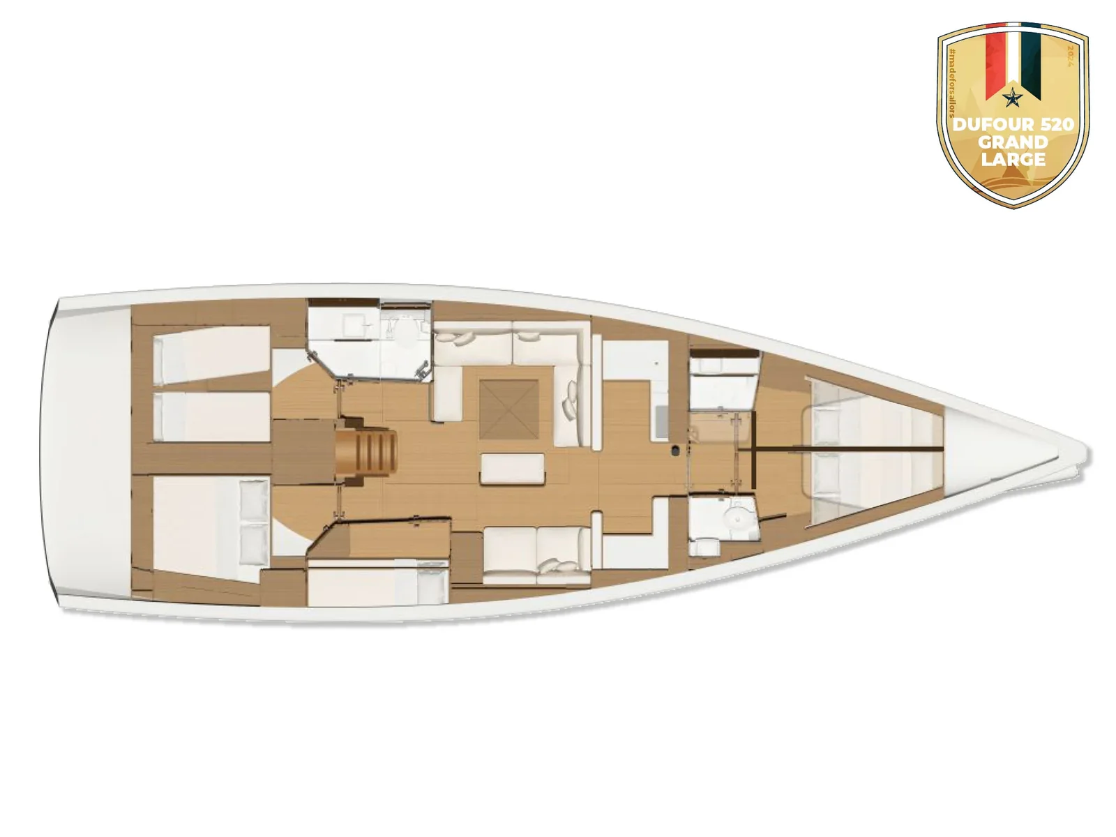 Grundriss der Yacht DUFOUR 520 Grand Large - Maverick