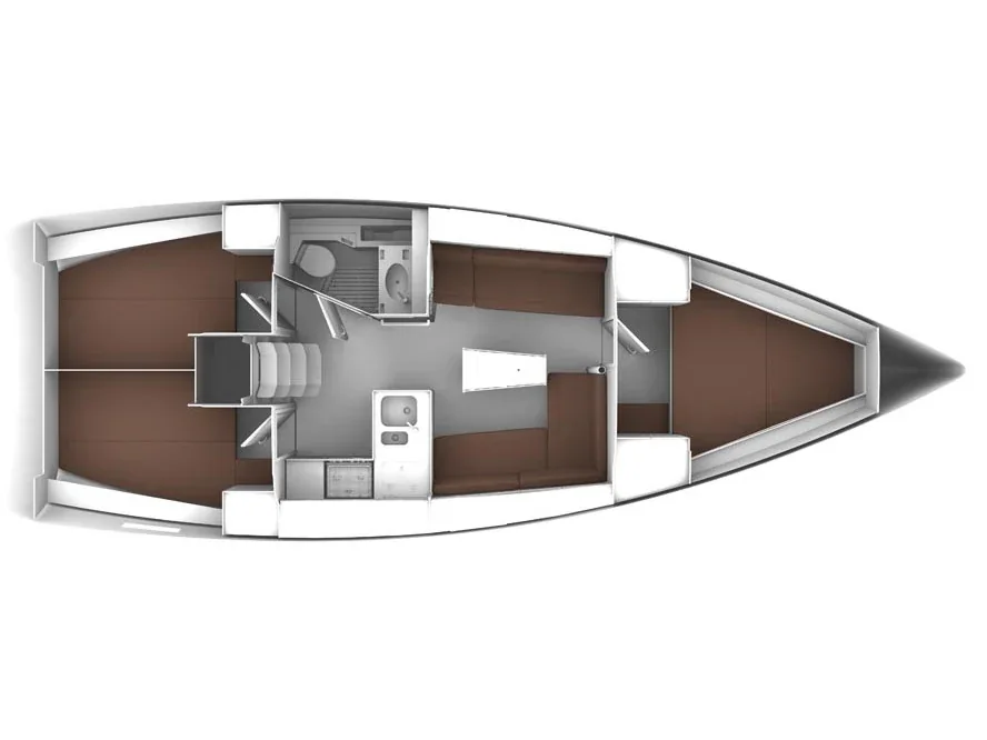 Grundriss der Yacht BAVARIA Cruiser 37 - Blue Tone