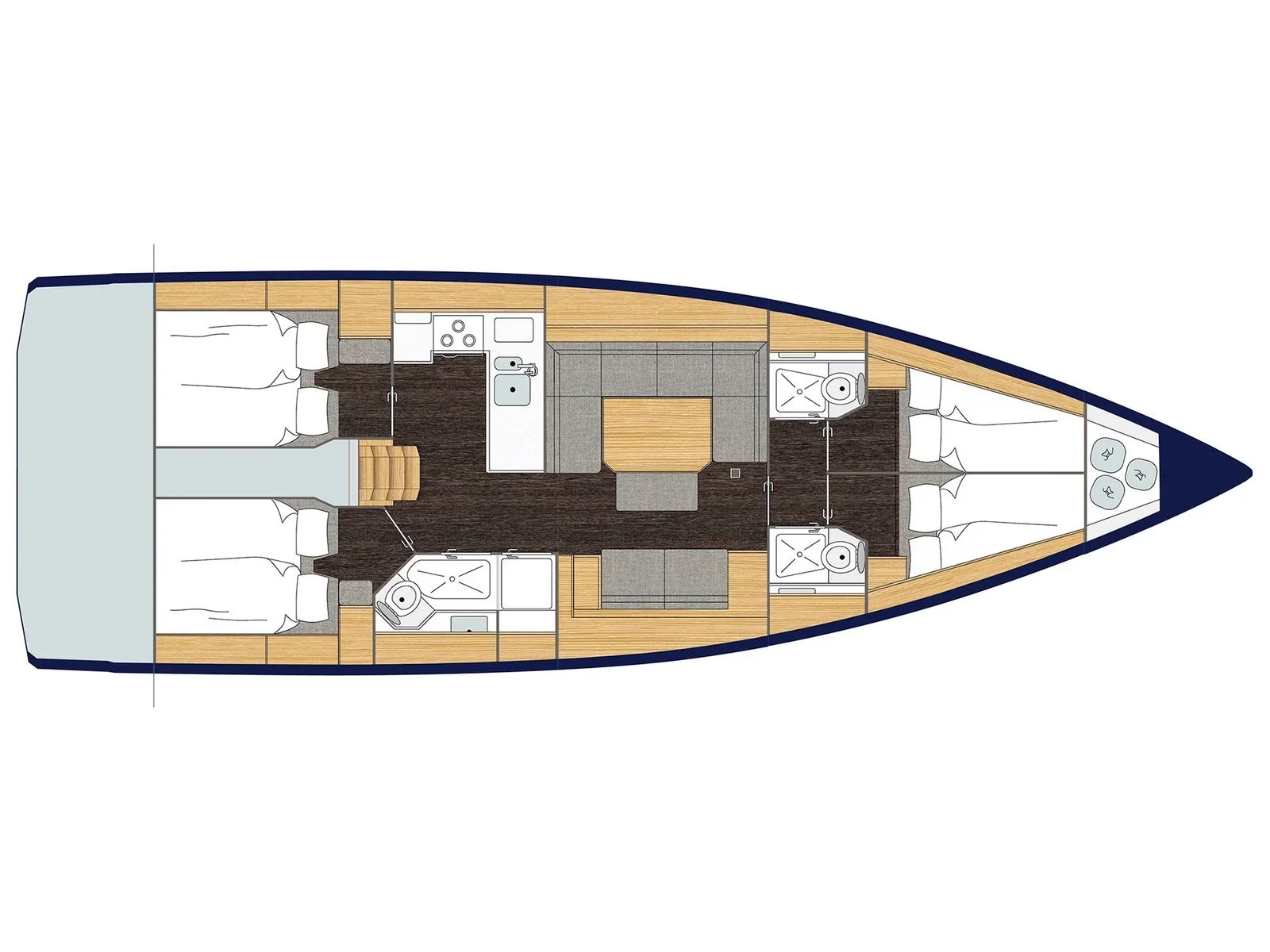 Grundriss der Yacht BAVARIA C45 - Wildcard