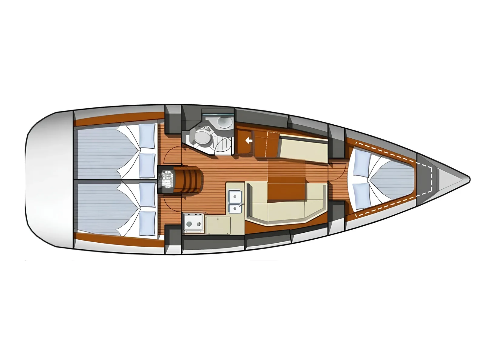 Grundriss der Yacht JEANNEAU Sun Odyssey 36i - Scoopy-Doo