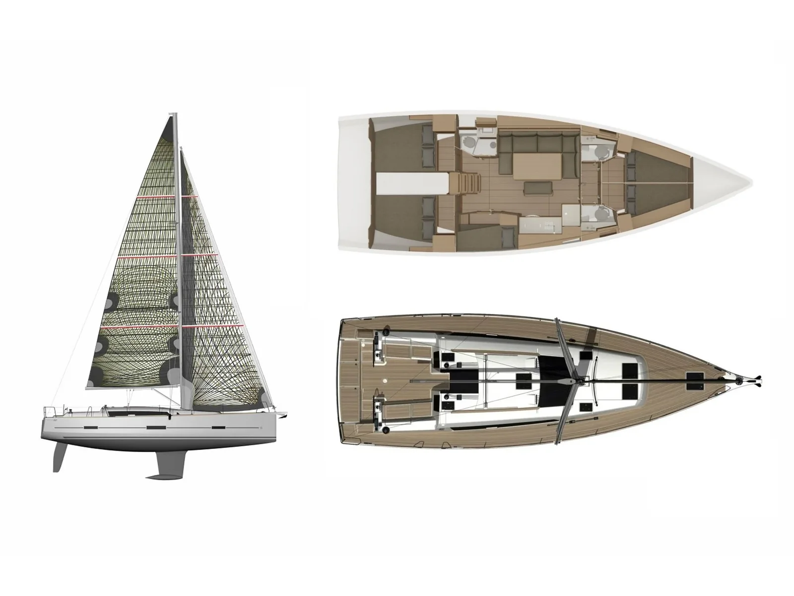 Grundriss der Yacht DUFOUR 460 Grand Large - Salted Caramel