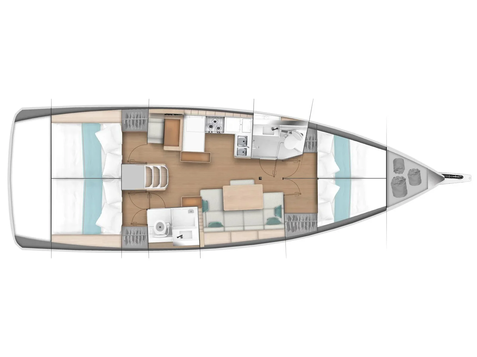 Grundriss der Yacht JEANNEAU Sun Odyssey 440 - Frenetica