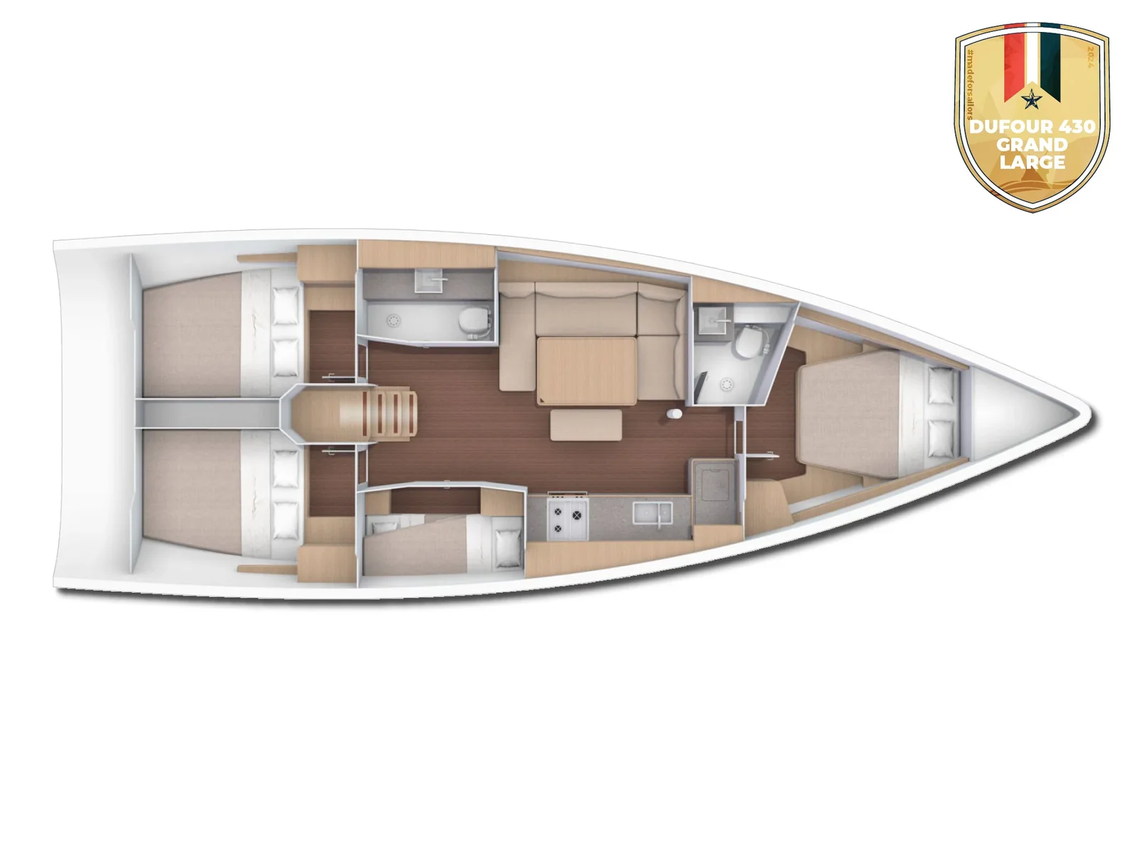 Grundriss der Yacht DUFOUR 430 Grand Large - Largo
