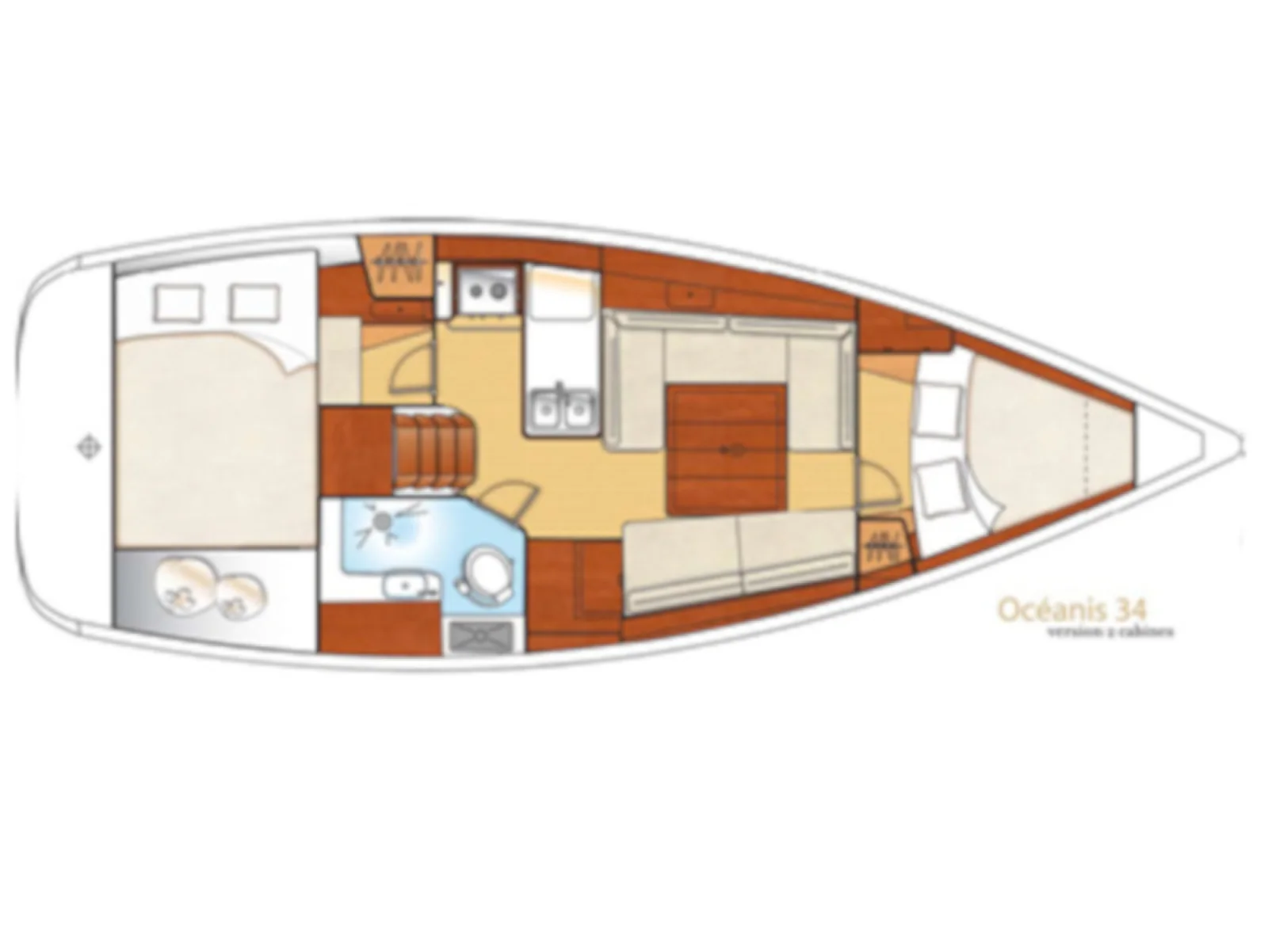 Grundriss der Yacht BENETEAU Oceanis 34 - Rebecca