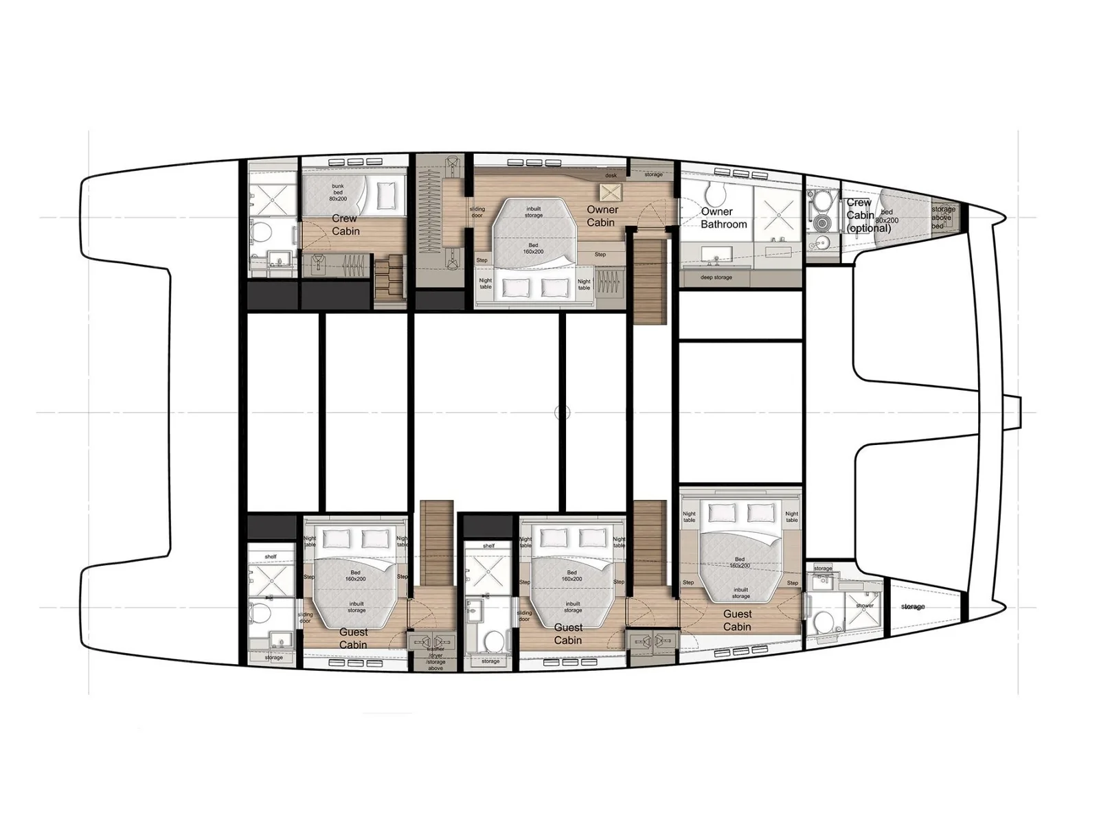 Grundriss der Yacht SUNREEF YACHTS 60 - Sinata