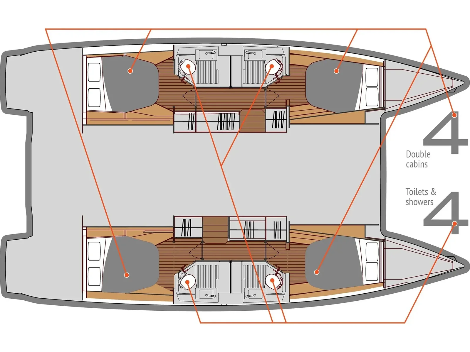 Grundriss der Yacht FOUNTAINE PAJOT Astrea 42 - Wave