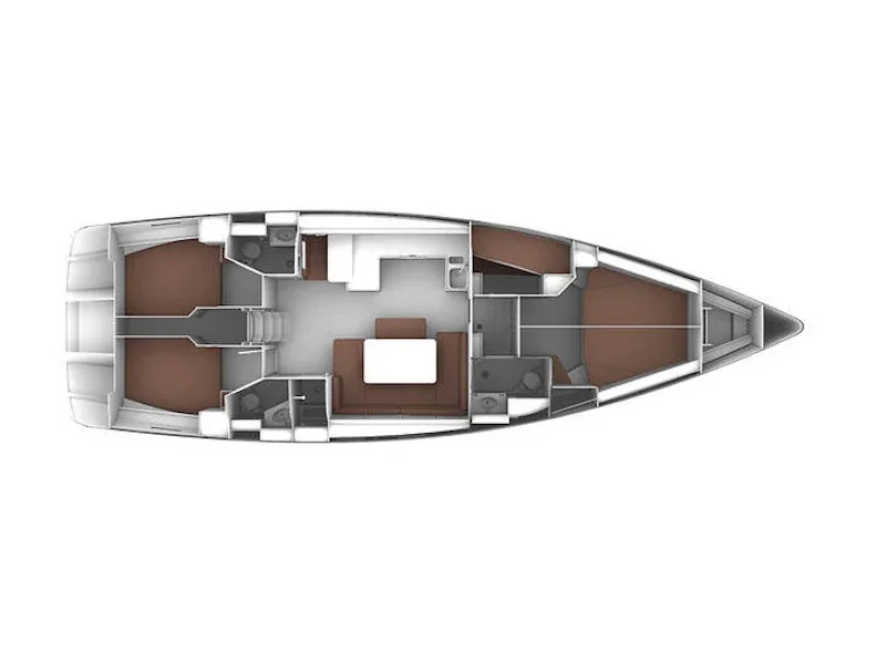 Grundriss der Yacht BAVARIA Cruiser 51 - Mediterranea