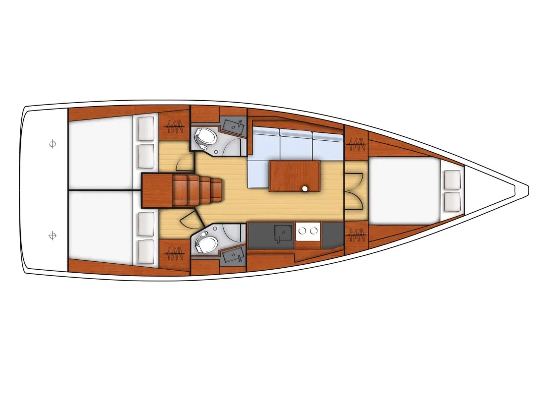 Grundriss der Yacht BENETEAU Oceanis 38.1 - Follia