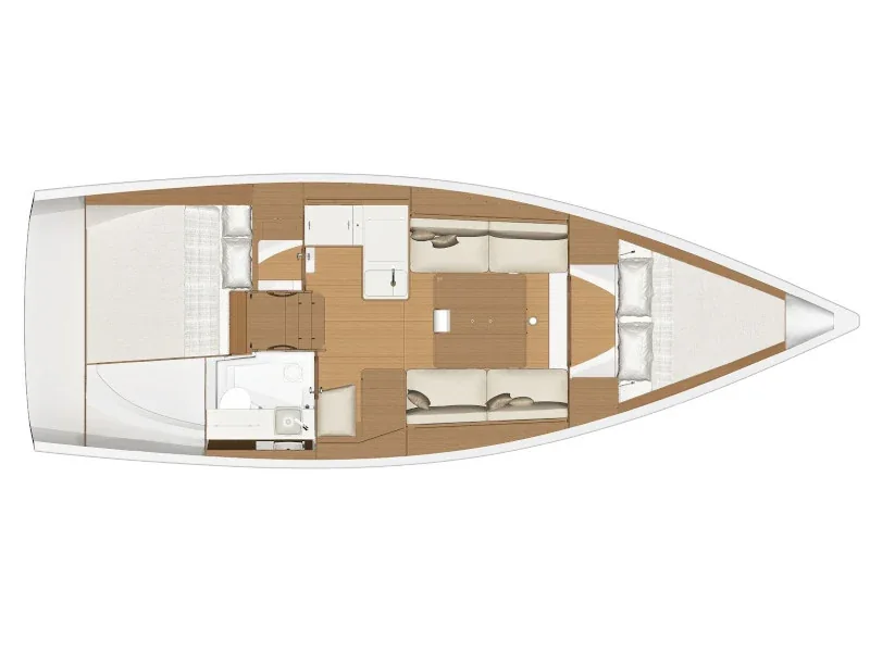 Grundriss der Yacht DUFOUR 360 Grand Large - Joy Planet
