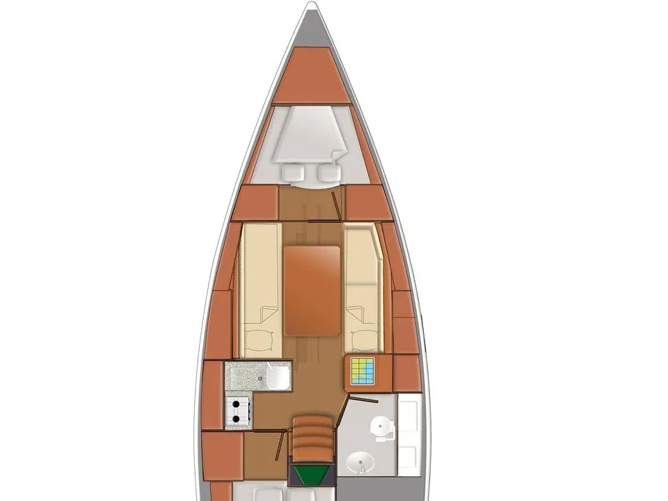 Grundriss der Yacht JEANNEAU Sun Odyssey 319 - Tatjana