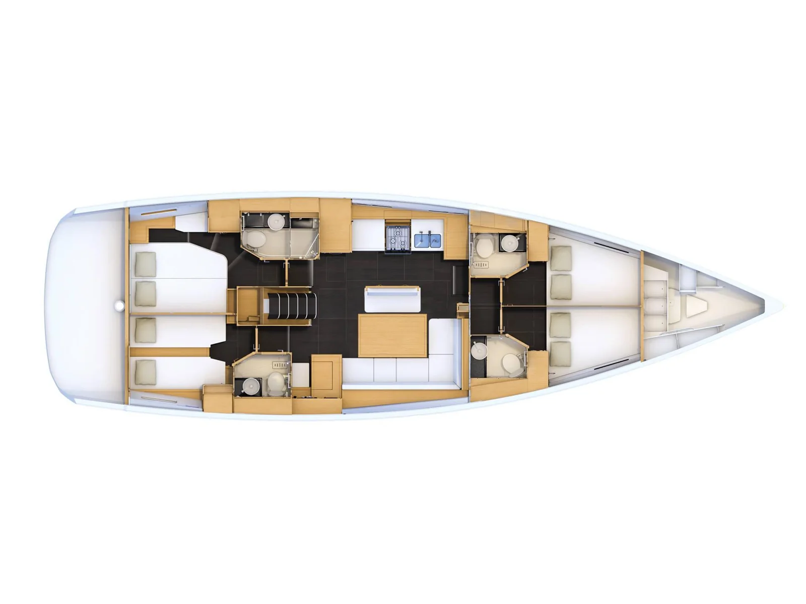 Grundriss der Yacht JEANNEAU 54 - Il Gatto