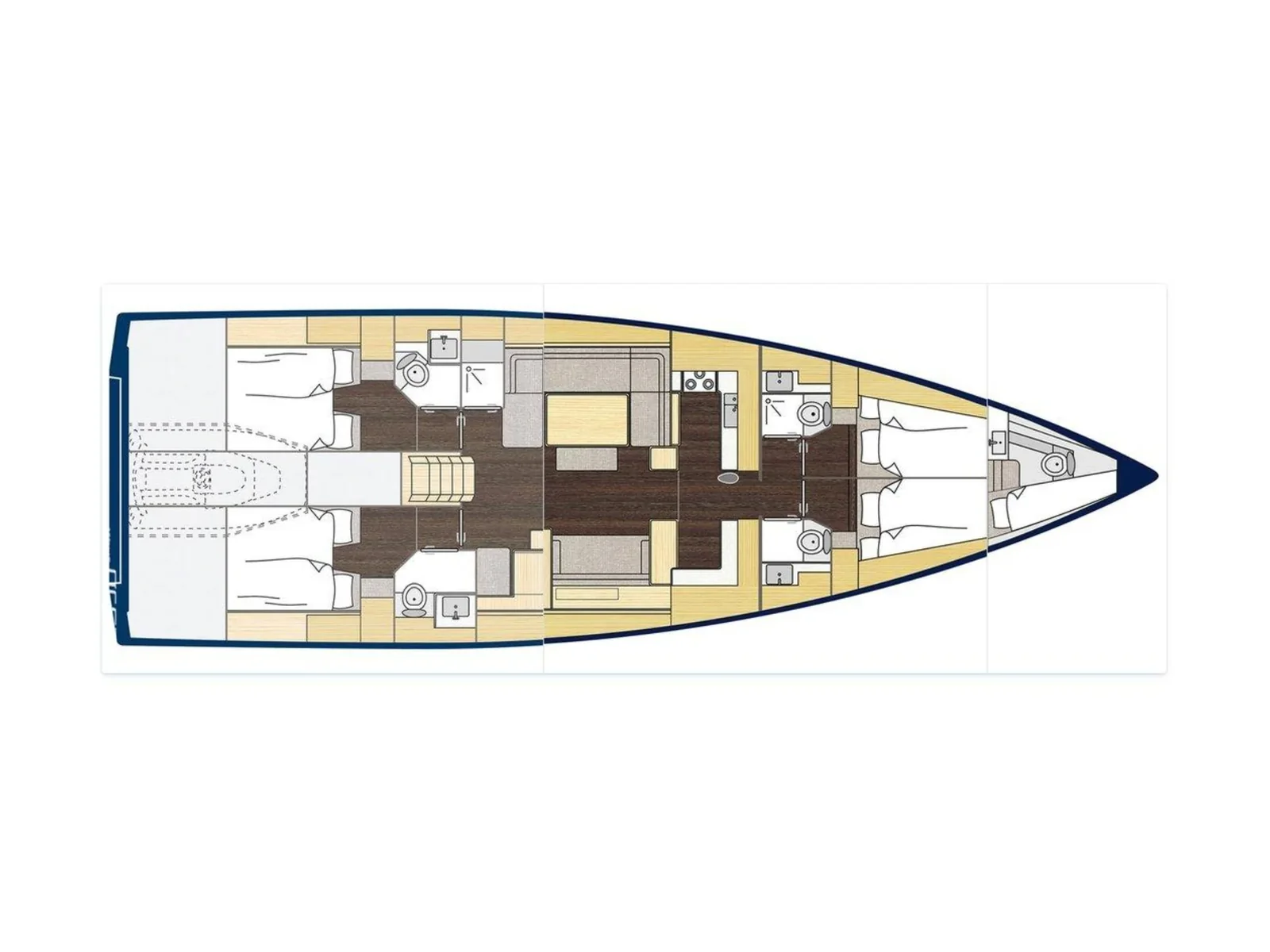 Grundriss der Yacht BAVARIA C57  Holiday - Promitheas