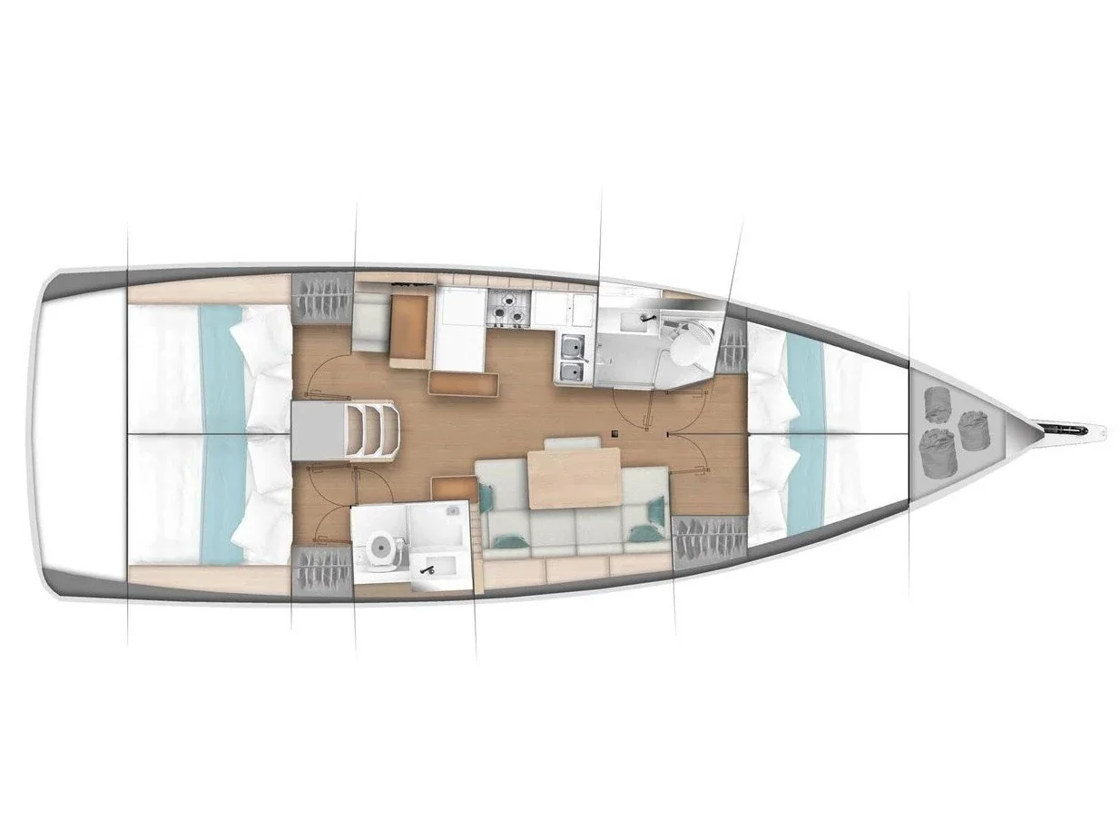 Grundriss der Yacht JEANNEAU Sun Odyssey 440 - Funky One