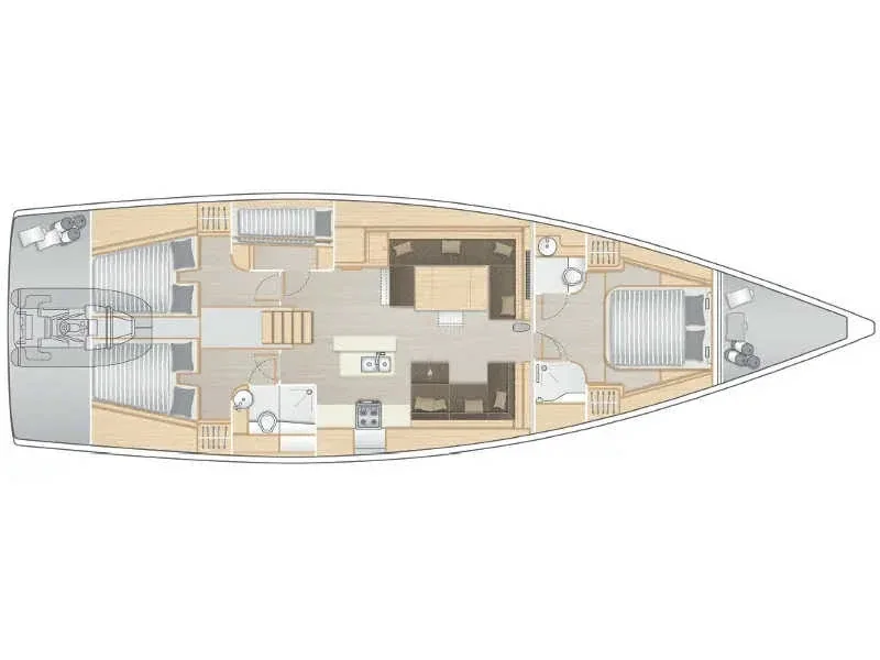 Grundriss der Yacht HANSE 588 - Ananija II