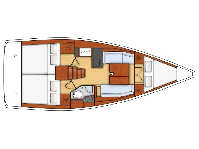 Grundriss der Yacht BENETEAU Oceanis 35.1 - Levante