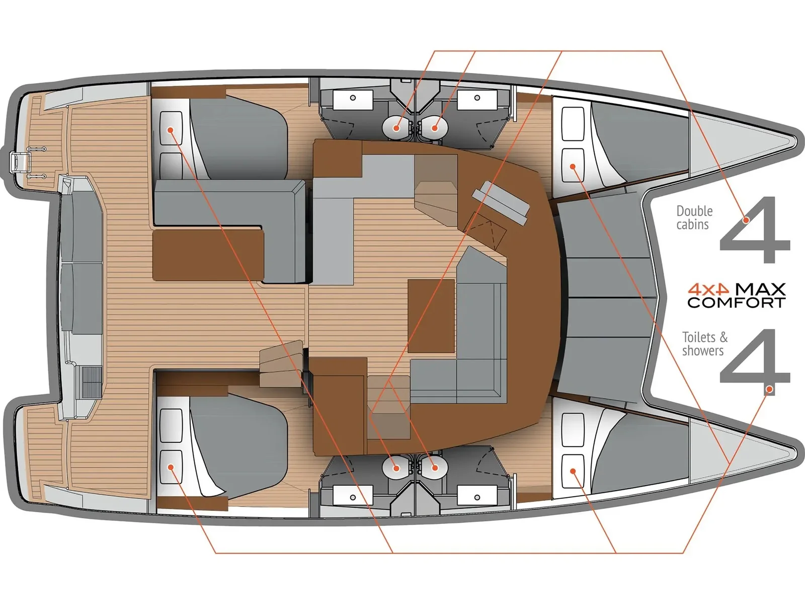 Grundriss der Yacht FOUNTAINE PAJOT Lucia 40 - Merengue