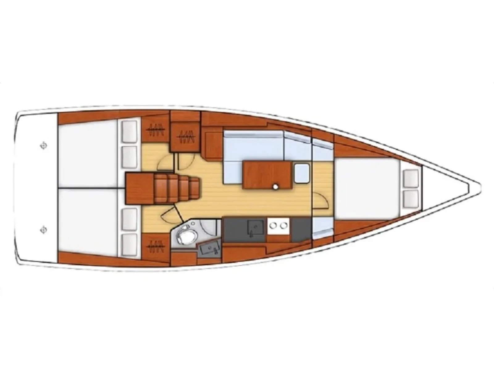Grundriss der Yacht BENETEAU Oceanis 38 - Zografia