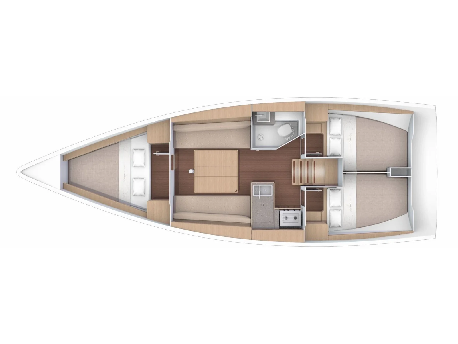 Grundriss der Yacht DUFOUR 360 Grand Large - Volpetta