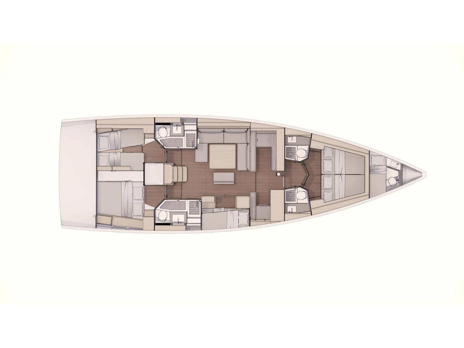 Grundriss der Yacht DUFOUR 530 Grand Large - Cervantes