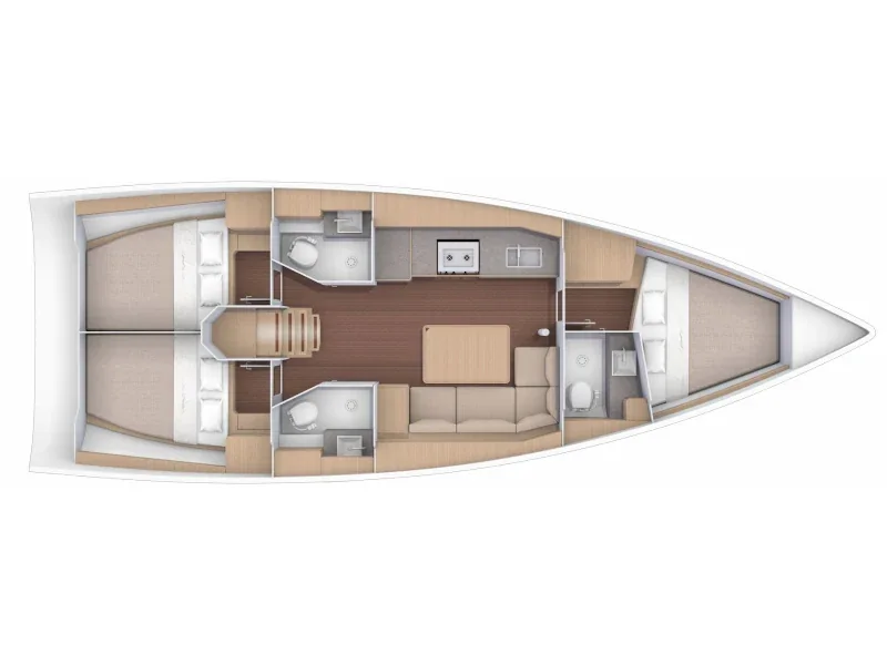 Grundriss der Yacht DUFOUR 390 Grand Large - Sympathy Planet