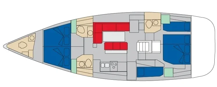 Grundriss der Yacht JEANNEAU 54 - Zaniah