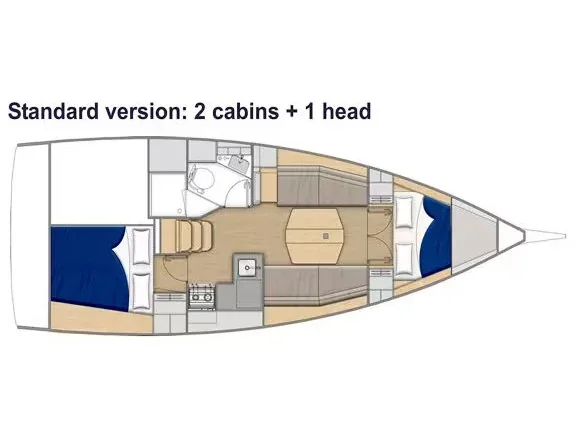 Grundriss der Yacht JEANNEAU Sunsail 34 - Sun Odyssey 349