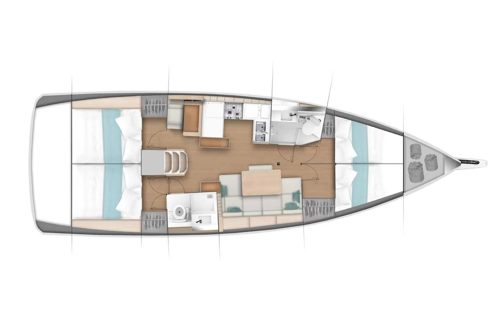 Grundriss der Yacht JEANNEAU Sun Odyssey 440 - Mikkamakka