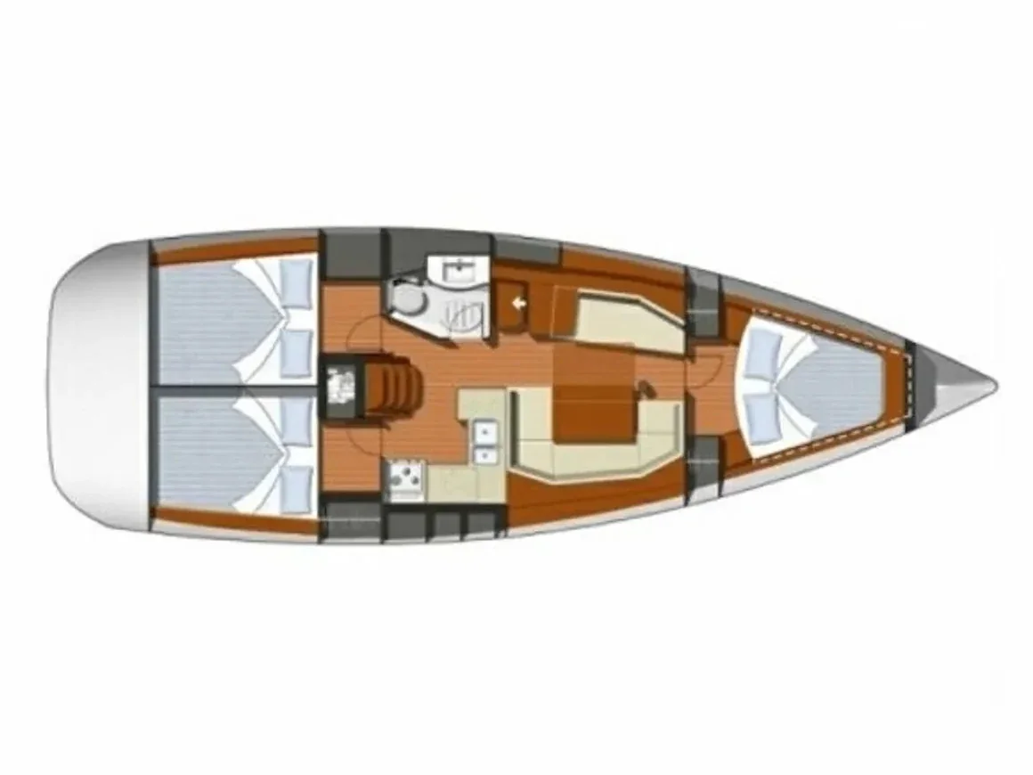 Grundriss der Yacht JEANNEAU Sun Odyssey 37 - Pink Pearl