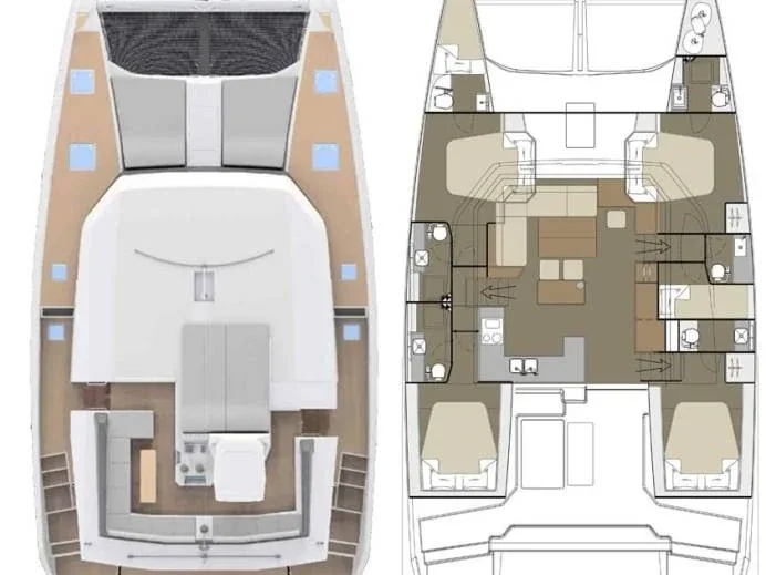 Grundriss der Yacht DUFOUR 48 Catamaran - Eden Planet