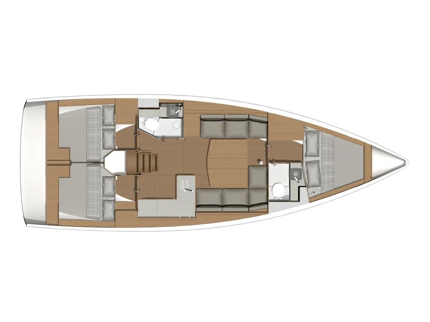 Grundriss der Yacht DUFOUR 390 Grand Large - Pixie