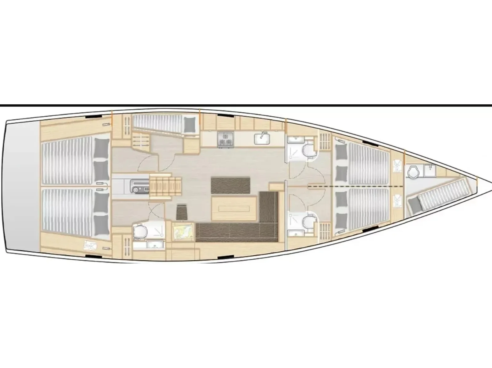 Grundriss der Yacht HANSE 508