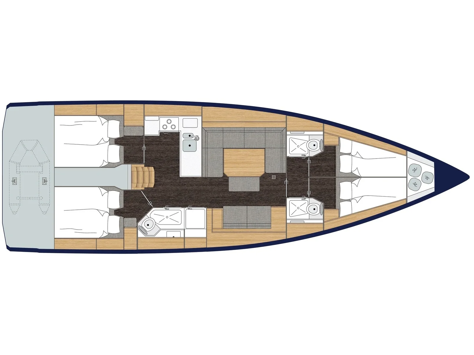 Grundriss der Yacht BAVARIA C45 - Dawn