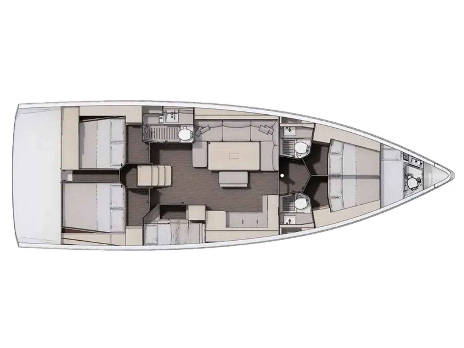 Grundriss der Yacht DUFOUR 470 - Thalis II