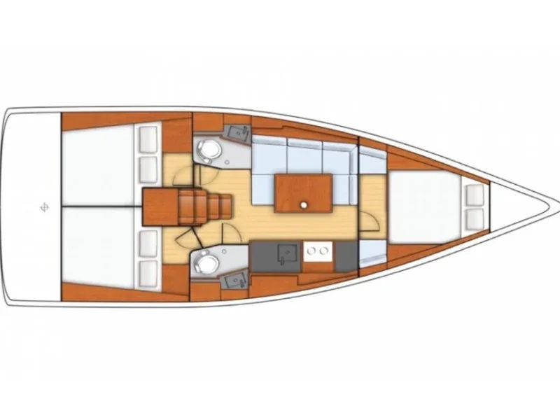 Grundriss der Yacht BENETEAU Oceanis 38.1 - Bellagio