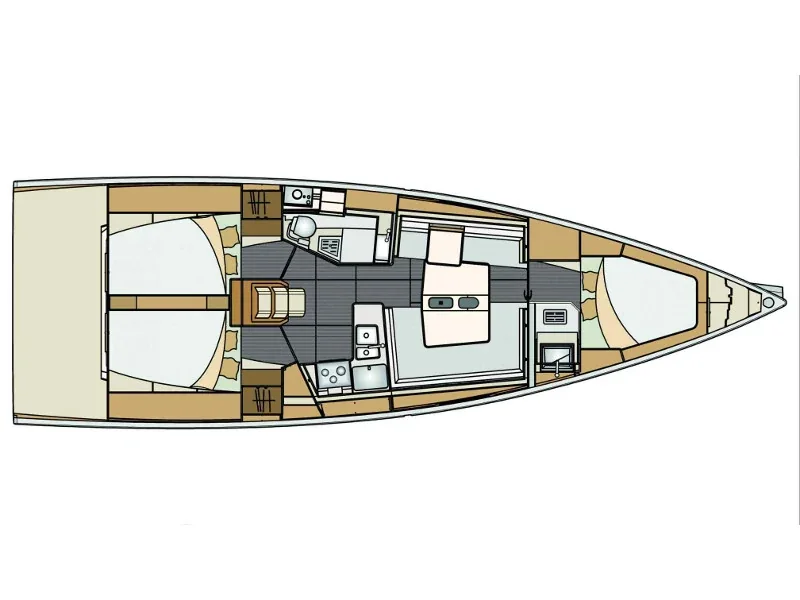 Grundriss der Yacht ELAN E5 - Lina