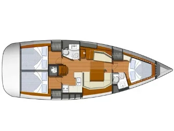 Grundriss der Yacht JEANNEAU Sun Odyssey 409 - Piedanlo