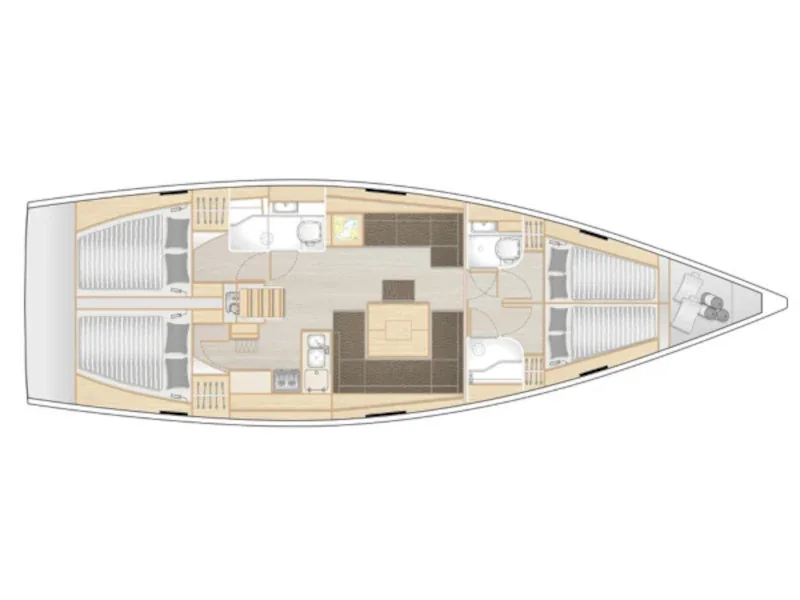 Grundriss der Yacht HANSE 458 - Delta